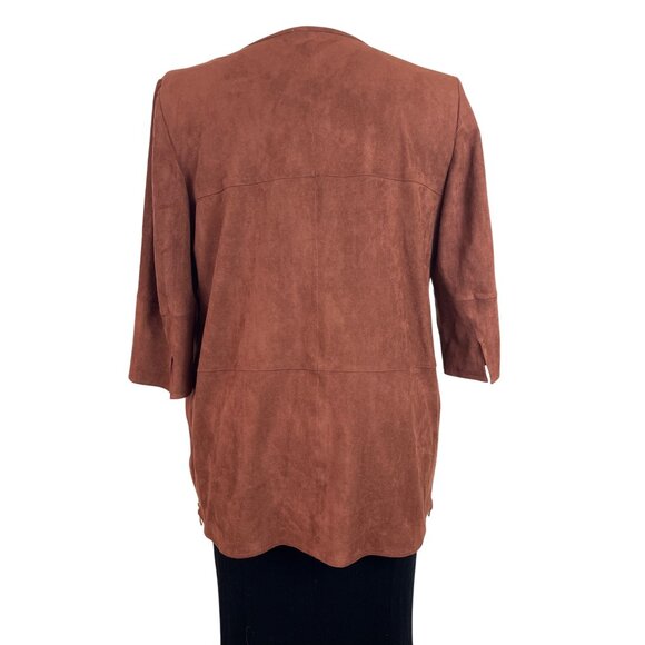 Chico’s Womens Brown Open Front Jacket 3/4 Sleeve Lightweight Elegant Size 2 - Picture 6 of 11